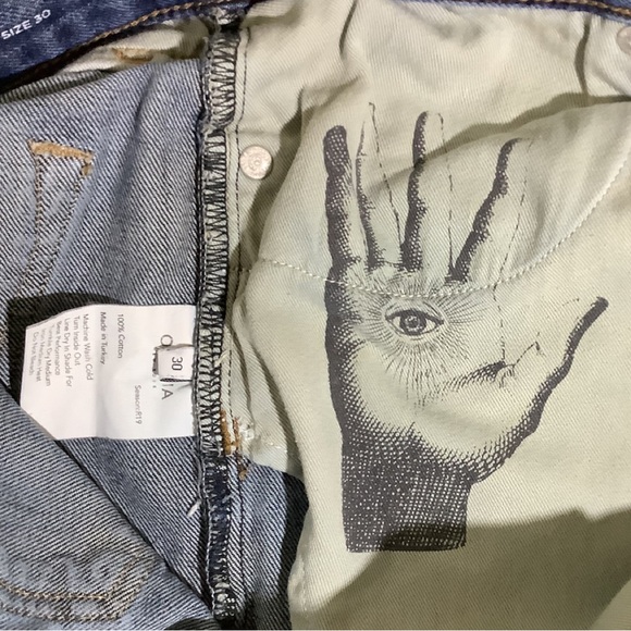 Men’s OVADIA 003 Luxury Patchwork Button-Fly Relaxed Fit Denim Jeans Sz 30 - Picture 6 of 7